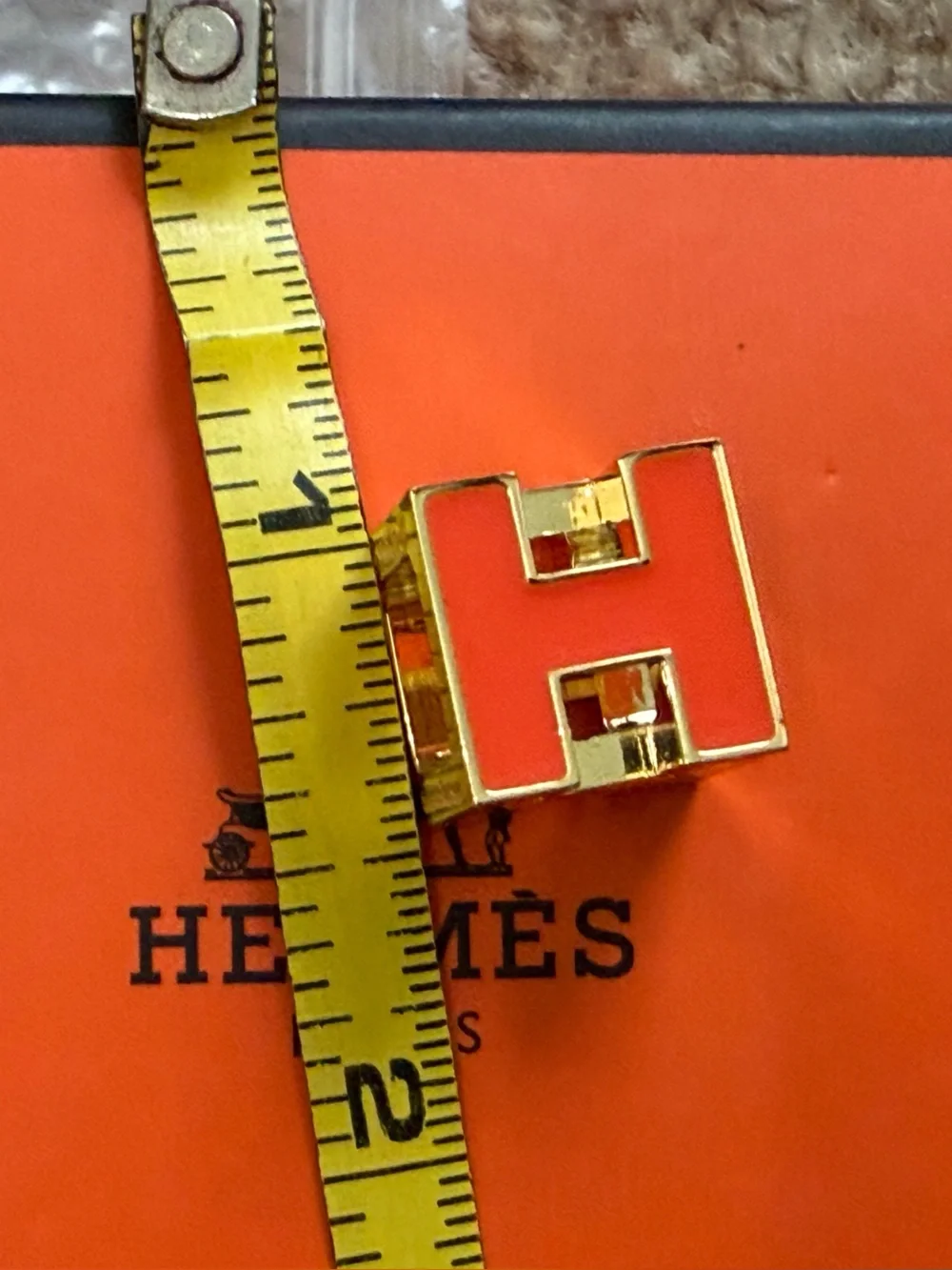 Hermes Cage de Ash H Cube Orange x Gold HERMES Women's